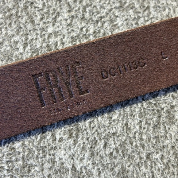 Frye Women's 1"W Leather Belt Large 44" Brown Cognac Brass Buckle - Picture 11 of 15